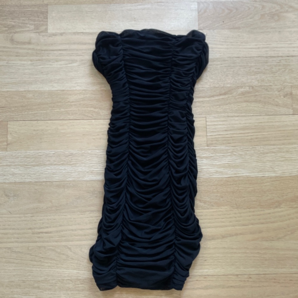 WINDSOR Ruched Strapless Black Bodycon Dress- size S
